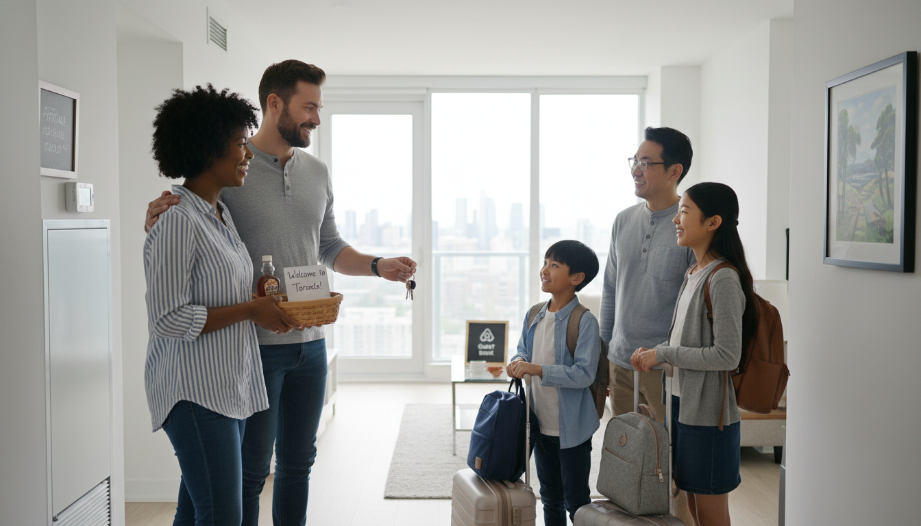 Couple welcome out-of-town family who are renting their condo
